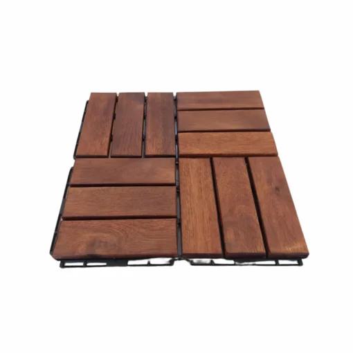 9er-Set Massivholz-Klickfliese aus Akazienholz, ca. 30 x 30 cm - Braun geölt – Bild 2