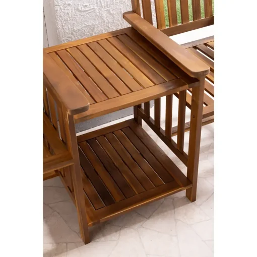 2-Sitzer-Gartenbank mit Beistelltisch klappbar aus Akazienholz, ca. 163 x 63 x 91 cm - Braun – Bild 3