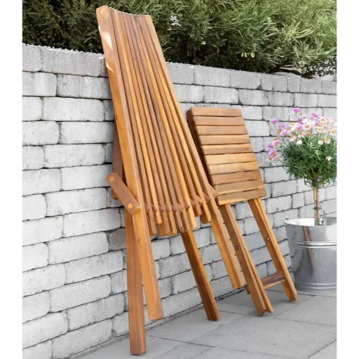 Holzliegestuhl 2er aus Akazie klappbar mit Tisch – Bild 5