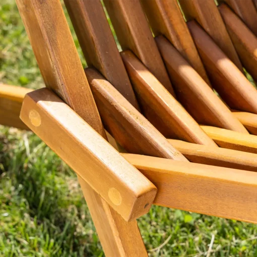 Holzliegestuhl 2er aus Akazie klappbar mit Tisch