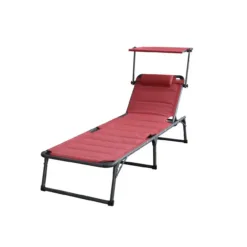 Komfort-Sonnenliege inkl. Kissen gepolstert aus Aluminium, ca. 193 x 67 x 32 cm - Rot
