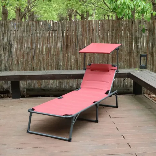 Komfort-Sonnenliege inkl. Kissen gepolstert aus Aluminium, ca. 193 x 67 x 32 cm - Rot – Bild 2
