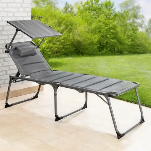 Komfort-Sonnenliege inkl. Kissen gepolstert aus Aluminium, ca. 193 x 67 x 32 cm - Anthrazit – Bild 2