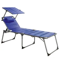 XXL-Komfort-Sonnenliege inkl. Kissen gepolstert aus Aluminium, ca. 203 x 67,5 x 48 cm - Blau