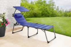 XXL-Komfort-Sonnenliege inkl. Kissen gepolstert aus Aluminium, ca. 203 x 67,5 x 48 cm - Blau